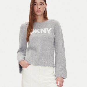 DKNY Light Gray Logo Sweater NWOT